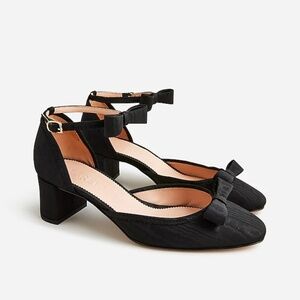 Millie bow ankle-strap heels in moiré